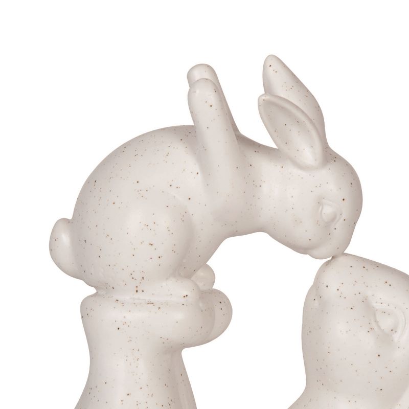 Transpac Ceramic 8" White Easter Easter Bunny Kissing Figurine, 2 of 4
