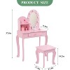 Coucheta Kids Vanity Set with Touch Lighted Mirror, Pretend Play Girls Vanity Table and Chair Set with Mirror, Stool, and Wood Makeup Playset, Pink - 4 of 4