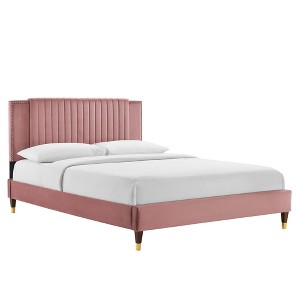 Modway Zahra Channel Tufted Performance Velvet Twin Platform Bed - 1 of 4