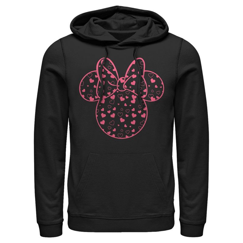 Men's Mickey & Friends Minnie Heart Silhouette Pull Over Hoodie, 1 of 5
