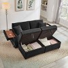 Lazy Loveseat Sofa with 2 Storage Ottomans and Hidden Side Table, Sofa with USB and Bluetooth, Corduroy Sofa with Wood Frame-Coolbibila - 2 of 4