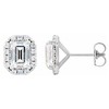Pompeii3 3/4 Ct Emerald Moissanite & Lab Created Diamond Halo Studs 14k White Gold Earrings - 2 of 4