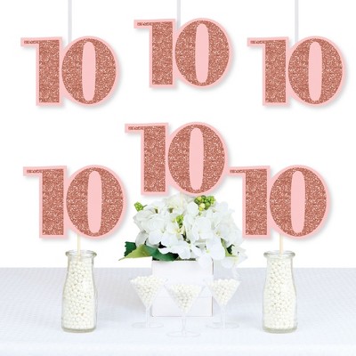 Big Dot of Happiness 10th Pink Rose Gold Birthday - Decorations DIY Happy Birthday Party Essentials - Set of 20