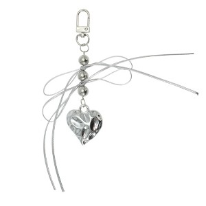 Unique Bargains Bow Heart Handbag Charm Silver Tone 1 Pc - 1 of 4
