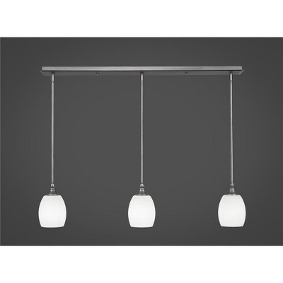 Toltec Lighting Any 3 - Light Chandelier in  Brushed Nickel with 5" White Linen  Shade