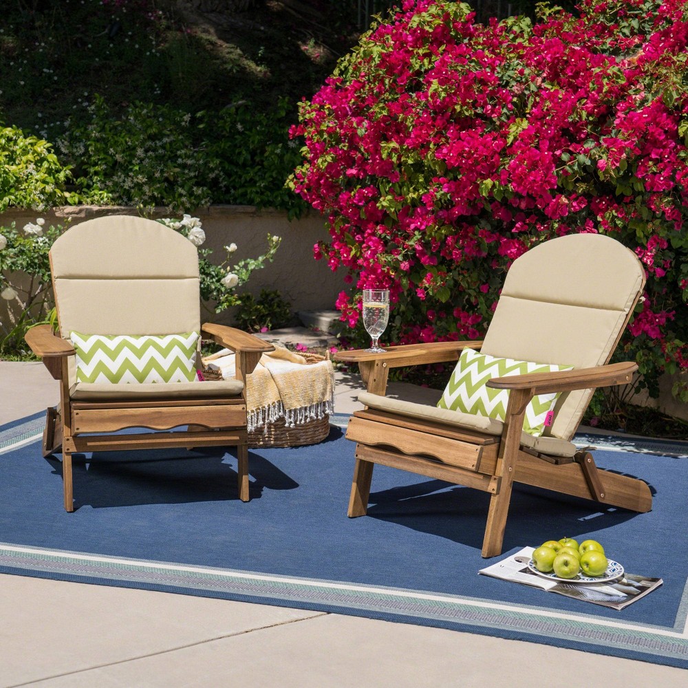 Malibu 2pk Acacia Wood Adirondack Chairs Natural Khaki Christopher Knight Home