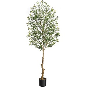 Artificial Olive Tree 4ft Tall Faux Potted Olive Silk Plant, Fake Olive Branches and Fruits Artificial Tree for Office House Living Room Home Decor - 1 of 4
