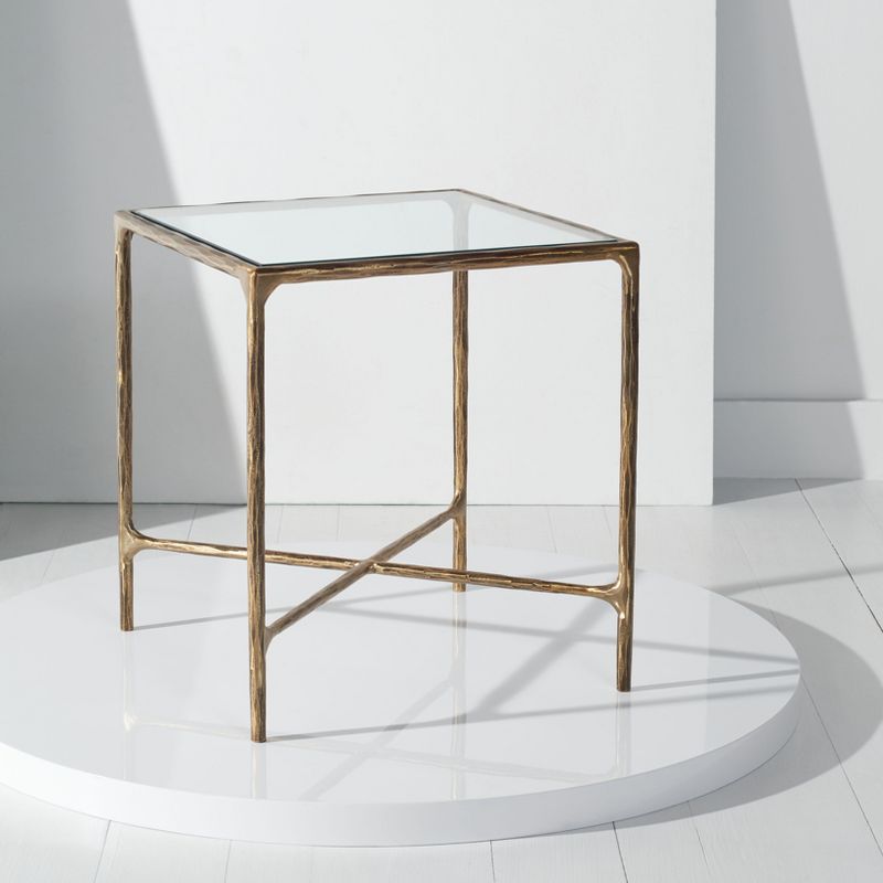 Jessa Forged Metal Square End Table - Brass - Safavieh., 3 of 8