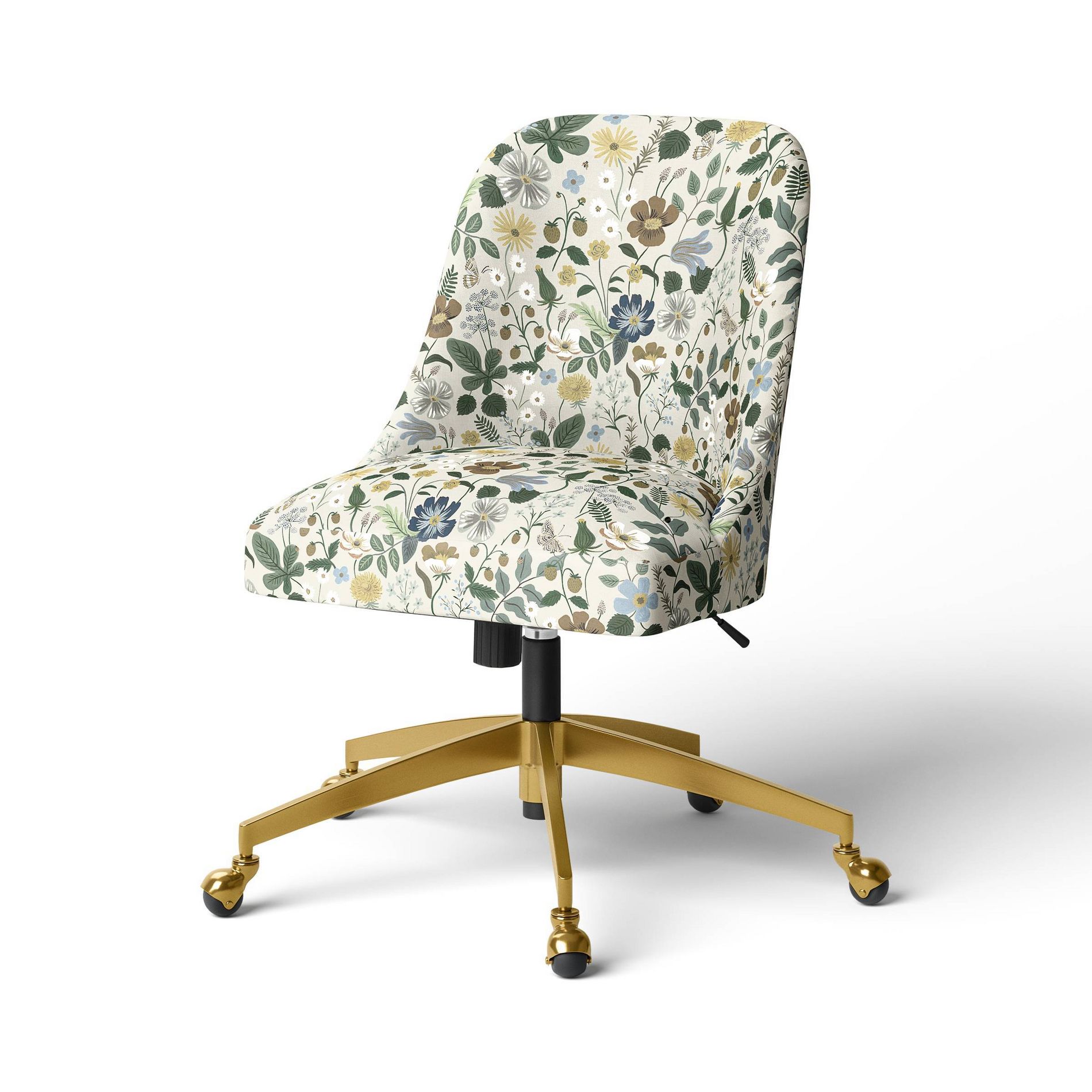 Rifle Paper Co. x Target Strawberry Fields Desk Chair Taupe: Adjustable, Armless, Metal Frame, Casters
