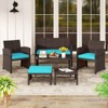 Tangkula 6 PCS Patio Furniture Set w/ 1 Loveseat 1 Coffee Table 2 Armchairs 2 Ottomans - 4 of 4