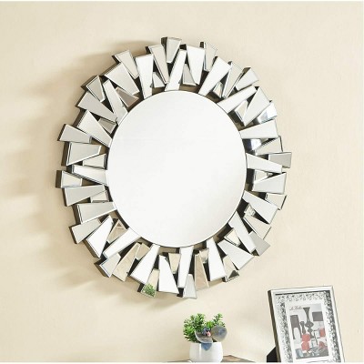 Elegant Sparkle 39.5" Glam Round Clear Glass Mirror