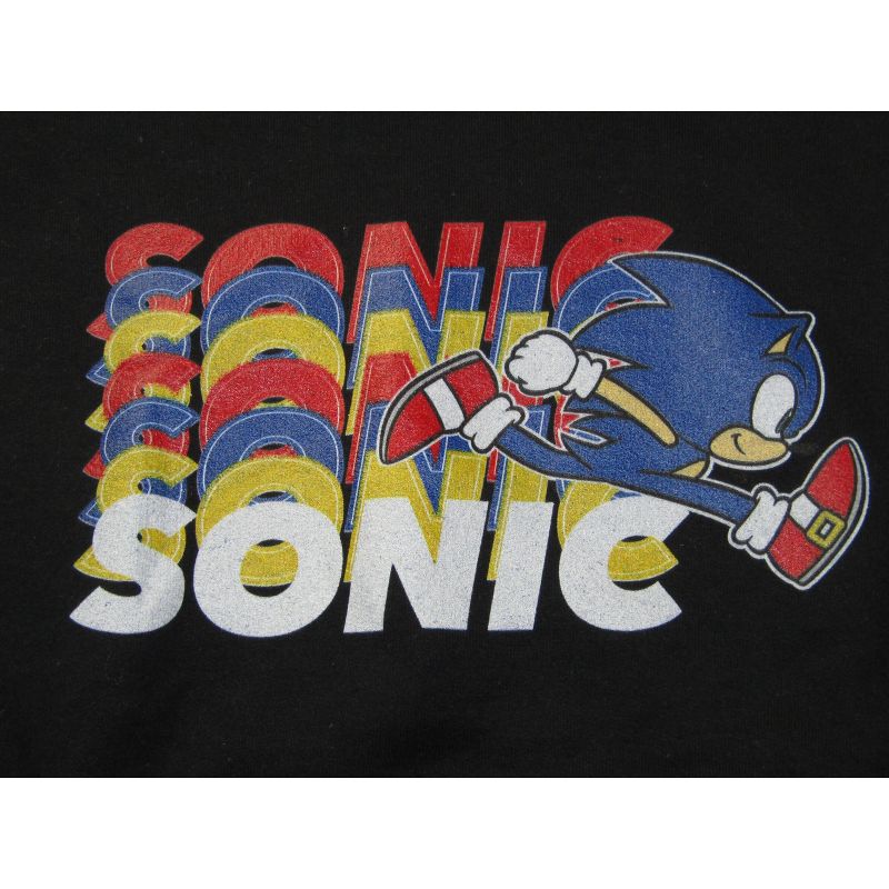 Sonic The Hedgehog Sonic Dash Repeated Text Boy's Black Sweatshirt, 2 of 3