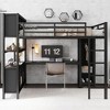 NicBex Full/Queen Metal Loft Bed with Wardrobe,L-shaped Desk,Headboard&Shelves,Versatile Gaming Loft for Kids,Teens&Gamers,350lbs Max - 2 of 4
