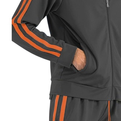 Мужские куртки Slickblue Men's Two Stripe Track Jacket, Sporty Athletic Outerwear for Workout, Training & Travel, Black Orange, L — фото 2