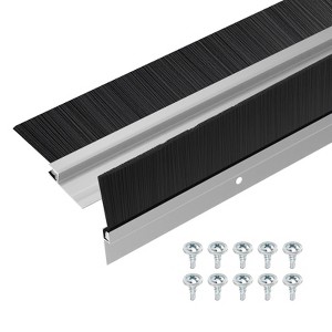 Unique Bargains Aluminum Nylon Door Brush Bottom Sweeps 35.46" x 2.28" Silver 2 Pcs - 1 of 4