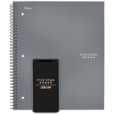 Five Star 130 sheet College Ruled 1 Subject Spiral Notebook Gray