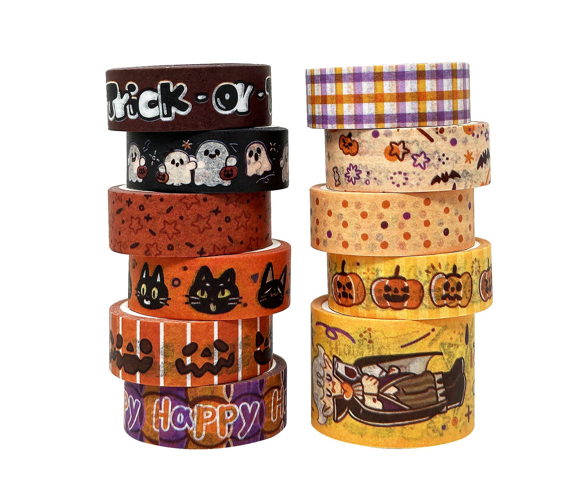 Wrapables Halloween Washi Tape for Scrapbooking, Stationery, Diary, Card Making, 11pc Trick or Treat