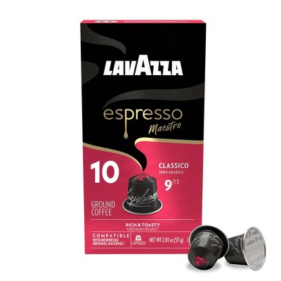 Lavazza Espresso Maestro Classico Aluminum Nespresso Compatible Medium Roast Coffee Capsules - 10ct