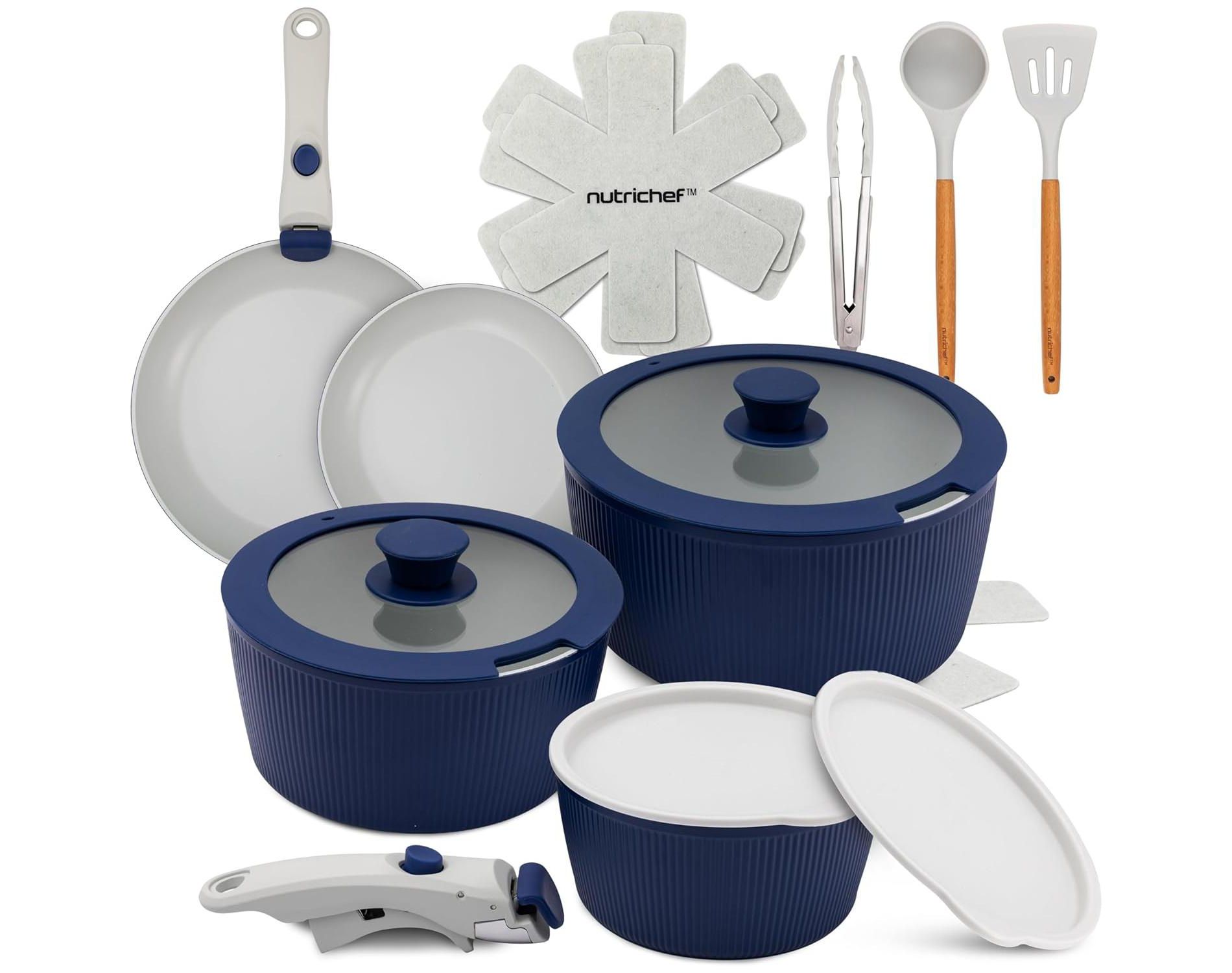 NutriChef 18-Piece Stylish Kitchen Cookware Set