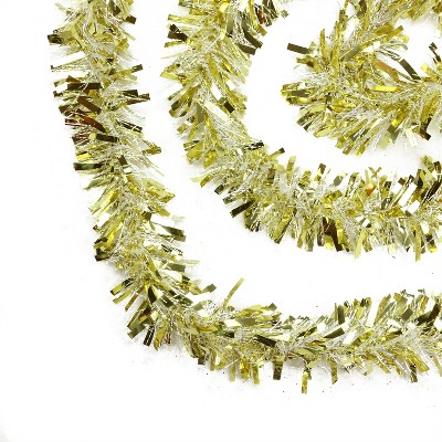 Northlight 50' x 4" Unlit Gold/White Wide Cut Tinsel Christmas Garland