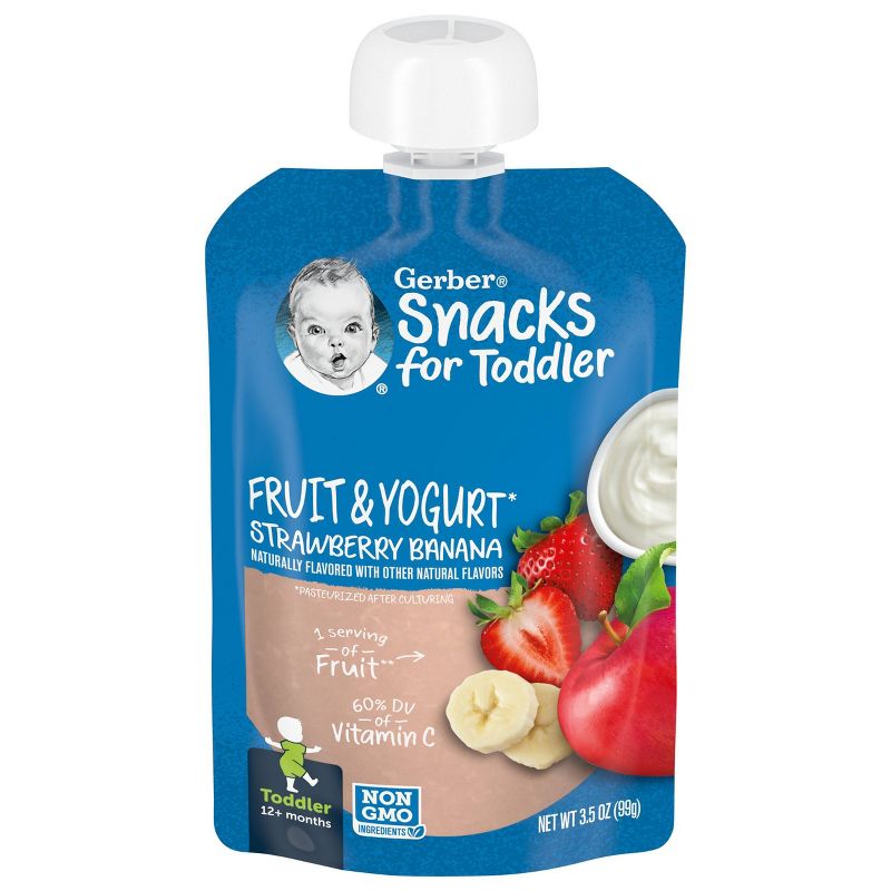 Gerber Toddler Food Fruit & Yogurt Strawberry Banana - 3.5oz, 1 of 5