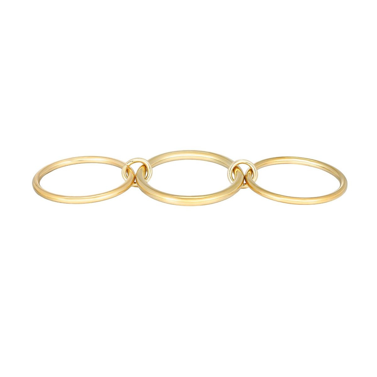 Adornia Tarnish Resistant 18k Gold Plated Three Band Connected Ring Set - thumbnail 5