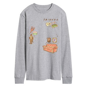 Men's - Friends - Couch and Icons Long Sleeve Graphic T-Shirt - 1 of 3