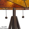 Pacific Coast Lighting 30 1/2" Tall Large Tiffany-Style End Table Lamp Pull Chain Brown Bronze Finish Metal Single Amber Art Glass Shade Living Room - 4 of 4