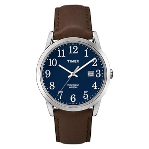 Men's Timex Easy Reader Watch with Leather Strap - Silver/Blue/Brown TW2P759009J - 1 of 3
