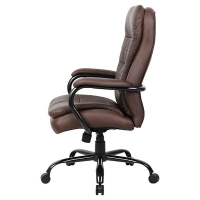 Bomber Brown LeatherPlus Executive Swivel Chair with Metal Arms