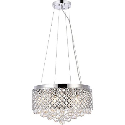 Elegant Chrome Crystal 6-Light Pendant Chandelier