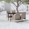 vidaXL Patio Dining Set Outdoor Dining Set Table and Chair Set for Garden - Beige and Black 5 Piece with Cushions, 55.1" Table Length - 2 of 4