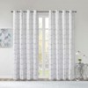 DSVIMOY Curtain Panels, Total Blackout Metallic Print Grommet Top Curtain Panel for Living Room, Bedroom, White&Silver, 84"*50"*0.13" - 4 of 4