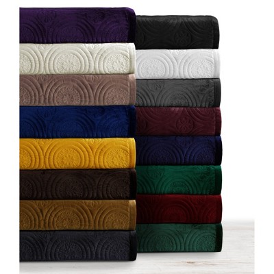Tribeca Living Queen Capri Medallion Velvet Oversized Quilt Bedding Set Purple — фото 3