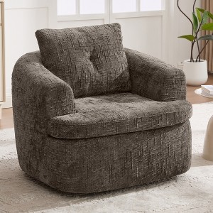 360° Swivel Accent Barrel Chair, Sofa Chair Swivel Round Chair with Dual-Layer Cushion for Living Room/Bedroom/Office - ModernLuxe - 1 of 4