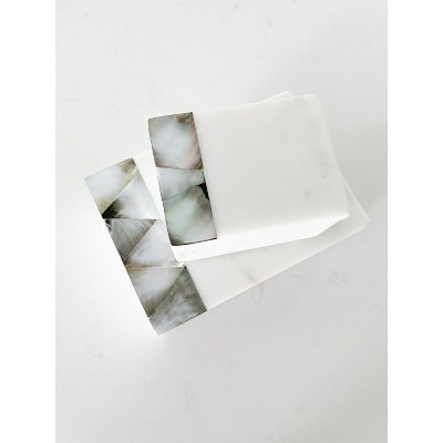Iridescent Grey Mother of Pearl on White Marble Decorative Box