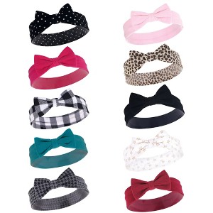 Hudson Baby Infant Girls Cotton Headbands 10pk, Fashion Prints, 0-24 Months - 1 of 4