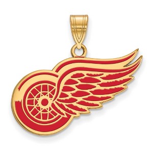Black Bow Jewelry 14k Yellow Gold Plated Sterling Silver Detroit Red Wings NHL Large Pendant - 1 of 3
