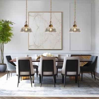 Swarajism Polished Brass and Mottled Glass Pendant Light