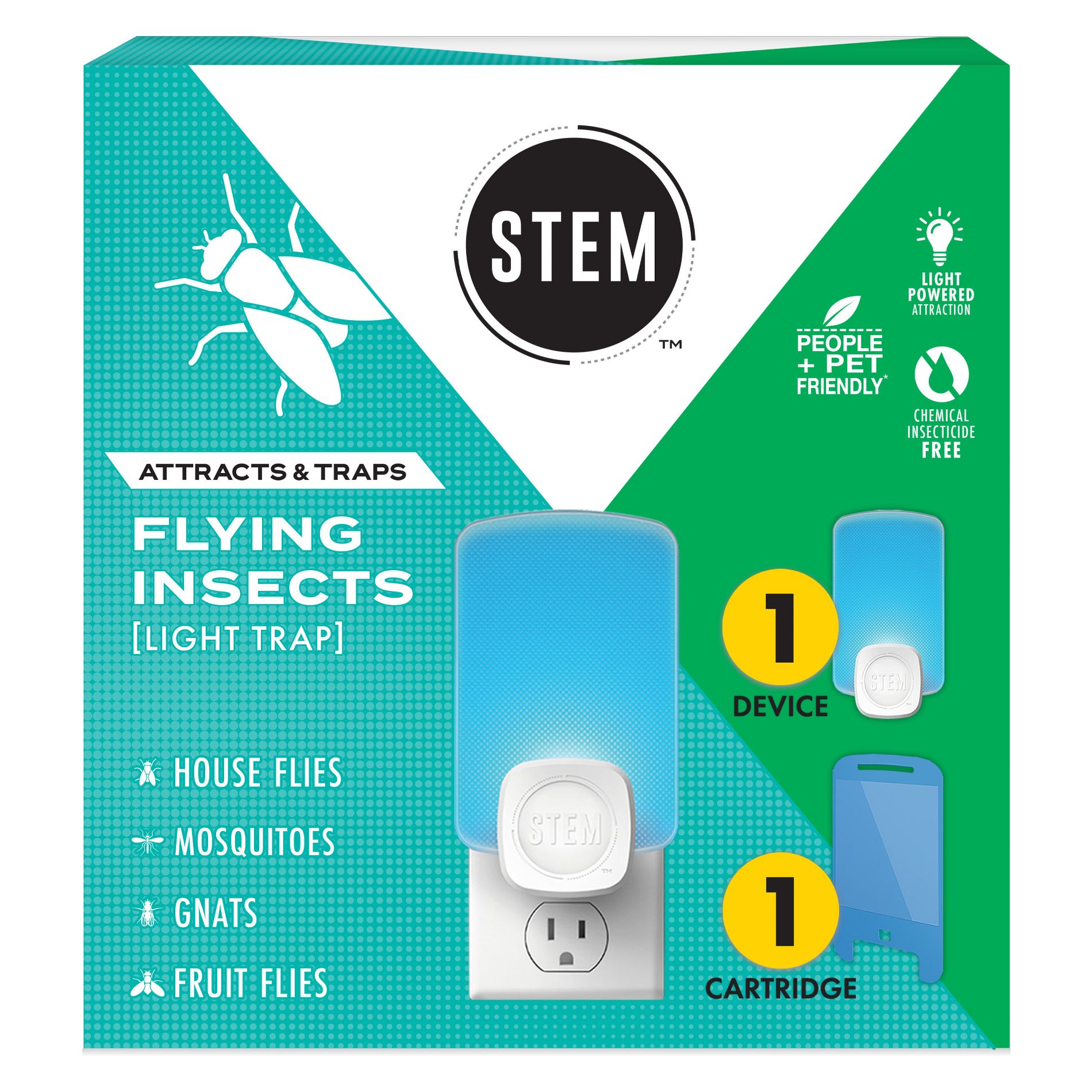 STEM Flying Insect Light Fly Trap Starter Kit - 1 Light Trap + 1 Cartridge