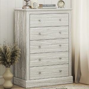 HOMCOM Farmhouse Dresser for Bedroom with 5 Drawers, 31" Wide Chest of Drawers - 1 of 4
