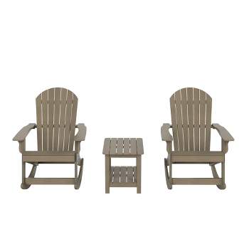 WestinTrends 3-Piece Outdoor Patio Adirondack Rocking Chair with Side Table Set