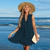 Women's Navy Blue Woven Cotton Ruffled Hem Mini Cover-Up Dress  - Cupshe - 3 of 4
