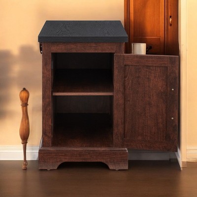 Alilang 21.65 Inch Rustic Farmhouse End Table with Barn Door Design and Storage Cabinet - Oak