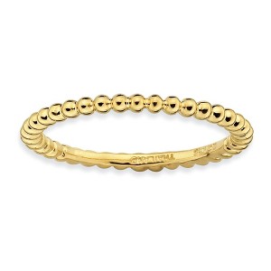 Black Bow Jewelry 1.5mm 14k Yellow Gold Plated Sterling Silver Stackable Beaded Band - 1 of 4