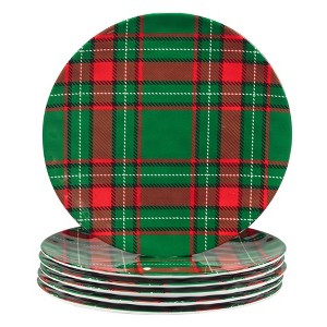 Certified International Set of 6 Christmas Plaid Dinner Plates - 1 of 3