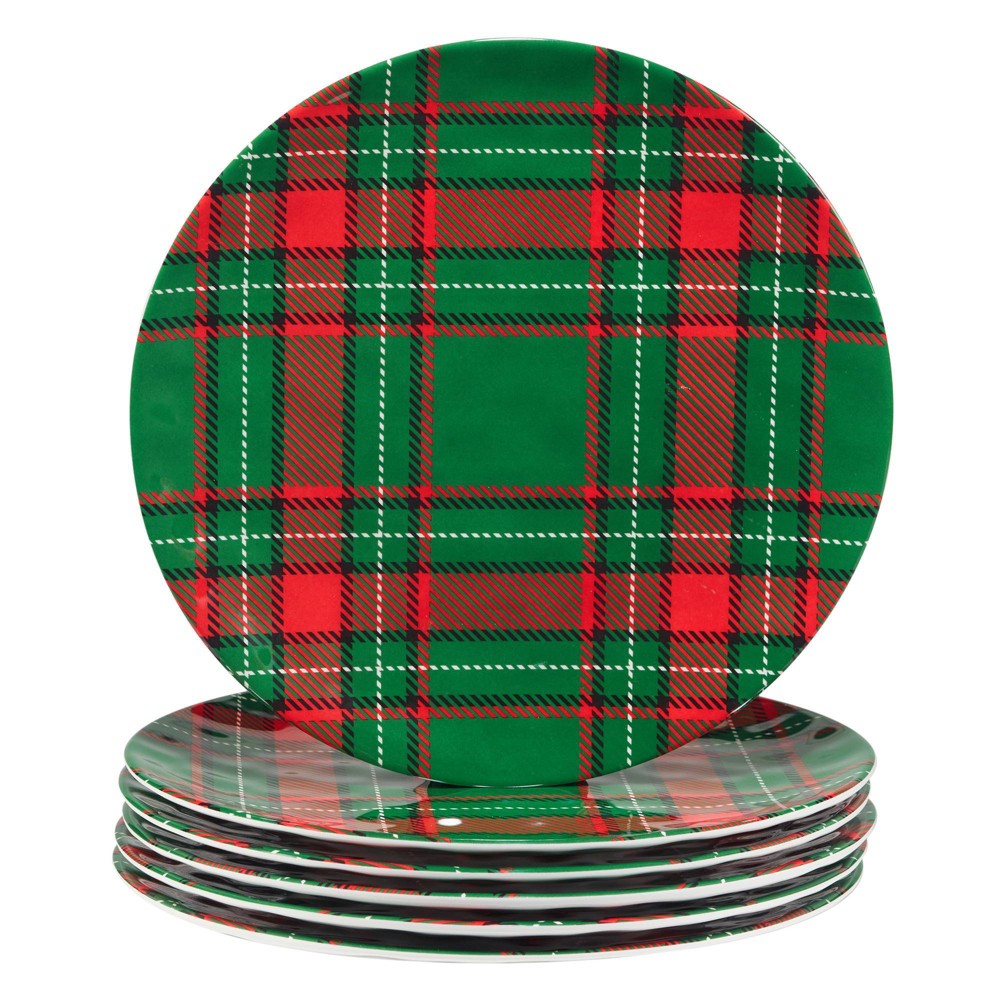 Photos - Plate Certified International Set of 6 Christmas Plaid Dinner  