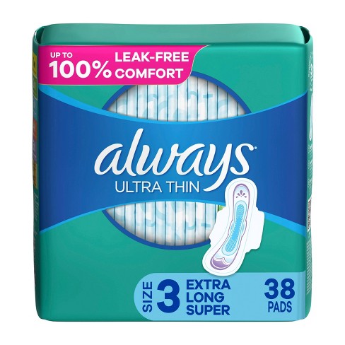 probleem seinpaal schedel Always Ultra Thin Pads Extra Super Long Absorbency Unscented With Wings -  Size 3 - 38ct : Target