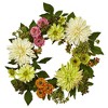 Nearly Natural 22-in Dahlia Mum Wreath - 3 of 4