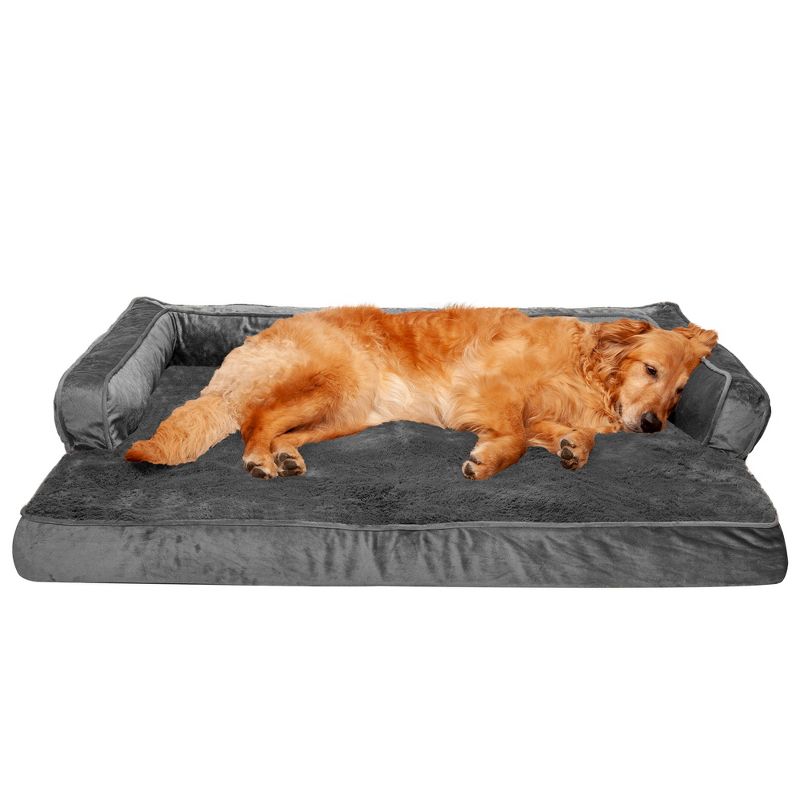 FurHaven Plush & Velvet Comfy Couch Orthopedic Sofa-Style Dog Bed, 1 of 7